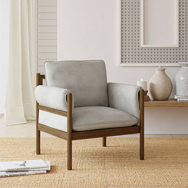 Latitude Run® Daniello Modern Upholstered Armchair with Solid Wood ...